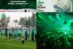 "Pregame πάρτι, αγώνας και Χριστουγεννιάτικος χωρός"