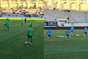 Άρης - Απόλλων: Η προθέρμανση πριν την σέντρα (φώτος)