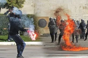 Επεισόδια με ΜΑΤ οι κουκουλοφόροι, πέταξαν μολότοφ! (φώτος/βίντεο)