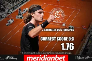 Ρίχνεται αύριο στη μάχη του Roland Garros ο Τσιτσιπάς! Όλα στο online betting της Meridianbet!