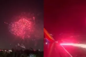 Η μοναδική στιγμή που αεροπλάνο περνάει μέσα από πυροτεχνήματα (βίντεο)