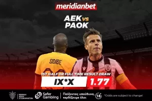 ΑΕΚ-ΠΑΟΚ: Ντέρμπι «δικεφάλων» με μπόλικη… ισοπαλία- Top  αποδόσεις μόνο στην Meridianbet!