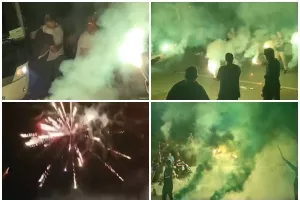 Τρέλα στην Αθηαίνου/ Υποδοχή με καπνογόνα και πυροτεχνήματα! (Βίντεο)