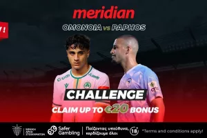 Ομόνοια-Πάφος: Ντέρμπι στο ΓΣΠ με Challenge μέχρι 20€ μπόνους – Φοβερές αποδόσεις μόνο στην Meridianbet!