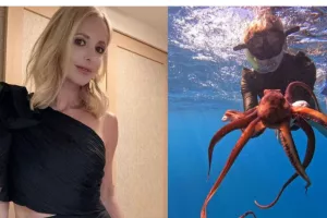 Η Σάρα φωτογραφήθηκε στον βυθό της θάλασσας με ένα χταπόδι