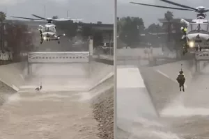 Βίντεο: Η δραματική διάσωση άνδρα που πήδηξε σε πλημμυρισμένο κανάλι για να σώσει τον σκύλο του