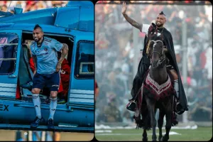 Ο Βιδάλ έφτασε με ελικόπτερο στο γήπεδο της Κόλο Κόλο και… βόλταρε στον αγωνιστικό χώρο με άλογο!