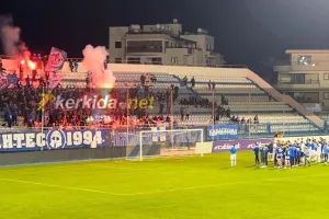 (ΒΙΝΤΕΟ kerkida) Μαζί παίκτες Ανόρθωσης-OFK Beograd μπροστά στο πέταλο των Μαχητών