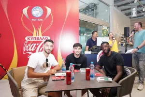 Χαραλάμπους, Παναγιώτου και Κουλιμπαλί σε εκδήλωση για τον τελικό Κυπέλλου
