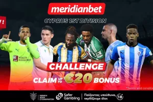 Κυπριακό πρωτάθλημα Challenge: Πόνταρε στη μάχη του πρώτου γκρουπ και διεκδίκησε 20 ευρώ μπόνους - Τρομερές αποδόσεις μόνο στην Meridianbet!