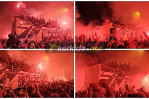 (ΒΙΝΤΕΟ-ΦΩΤΟΣ Kerkida) Κάηκε... ο εξώστης στην άφιξη των πρωταθλητών!