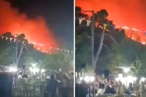 Απίστευτες εικόνες στη Ζάκυνθο – Διασκέδαζαν στο πανηγύρι, ενώ η φωτιά έκαιγε ανεξέλεγκτα πίσω τους