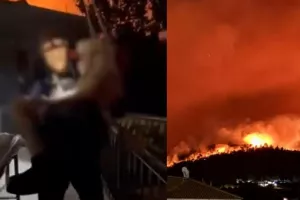 Δραματικό βίντεο διάσωσης ηλικιωμένης από τις πυρκαγιές της Αττικής!