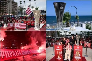 Χαμός... στην Λάρνακα για τις ευρωπαϊκές κούπες του Ολυμπιακού! (Φώτος)