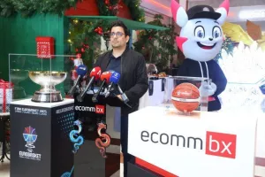 Η διάσκεψη τύπου της ΚΟΚ με την ECOMMBX για το Ευρωμπάσκετ (φώτος Kerkida)