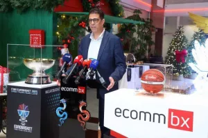 Η διάσκεψη τύπου της ΚΟΚ με την ECOMMBX για το Ευρωμπάσκετ (φώτος Kerkida)