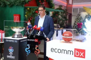 Η διάσκεψη τύπου της ΚΟΚ με την ECOMMBX για το Ευρωμπάσκετ (φώτος Kerkida)