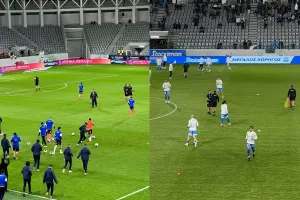 (Φώτος-Βίντεο kerkida) Το "ζέσταμα"... Απόλλωνα και ΑΠΟΕΛ