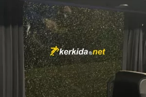 Επίθεση με πέτρες στο λεωφορείο του ΑΠΟΕΛ (Φώτο Kerkida)