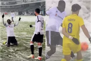 Γκολ και αποβολή… στα χιόνια! (Βίντεο)