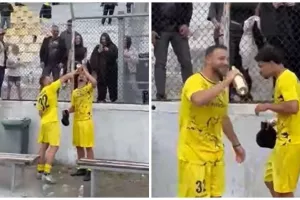 (ΒΙΝΤΕΟ Kerkida) Κέρασε σαμπάνια τον σκόρερ!