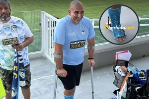 Οπαδική... τρέλα! Στο γήπεδο με πατερίτσες και γύψο... Πάφου! (Φώτος Kerkida)