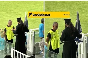 Πάτερ με σημαία της Πάφος FC στο "Αλφαμέγα"