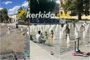 Στα σιντριβάνια... για να δροσιστούν! (Φώτος)