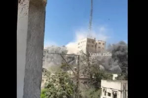 Ο ισραηλινός στρατός χτύπησε πολυώροφο κτίριο στο νοτιοδυτικό τμήμα της πόλης της Γάζας (βίντεο)