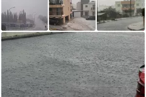 Έντονη βροχόπτωση, χαλάζι (Πάφος)