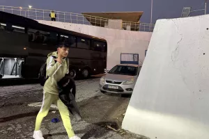 (Φώτος kerkida) Η άφιξη της ΑΕΚ  