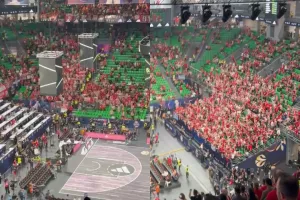 (Βίντεο kerkida) Κατακόκκινo το T-Center: "ΟΛΥΜΠΙΑΚΟΣ-ΟΛΥΜΠΙΑΚΟΣ"