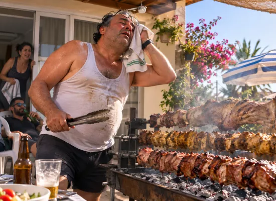 Έξω 45 Βαθμοί, μέσα 16 τζαι ο Πανίκος ψήνει ρίφι