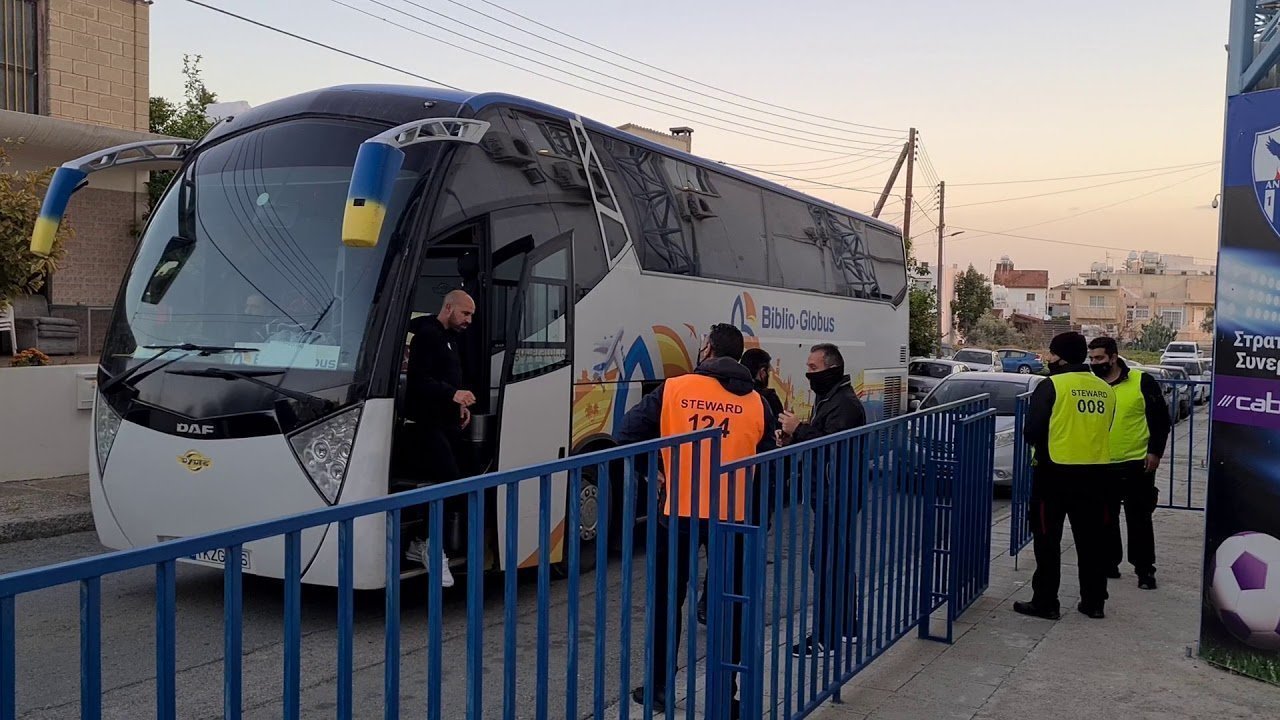 Άφιξη ΑΕΛ στο Αντώνης Παπαδόπουλος (10/2/2021)